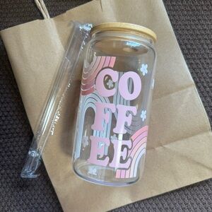 Coffee Pink Rainbow 16oz Glass Tumbler
